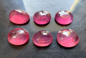 Rempli de verre rubis rouge poli ovale à facettes coupe lustre 3x5 à 10x12 MM pierre précieuse en vrac pour la fabrication de bijoux - Product Image 5