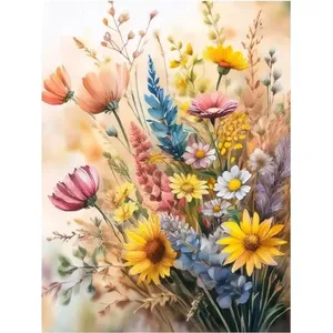 Coloré Fleurs Sauvages Bouquet Carrelage Mural Cuisine Salle De Bains Douche Mur Dosseret - Product Image 1