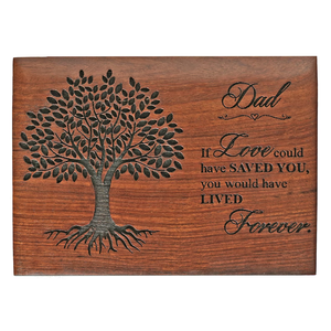 Urna de cremación de palisandro, diseño de árbol de la vida, Placa dorada, recuerdo conmemorativo de madera de mango para cenizas de adultos - Product Image 3