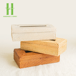 Wholesale High Quality Natural <b>Rattan</b> <b>Tissue</b> <b>Box</b> <b>Cover</b> with Lock Decorative Bathroom Holder Made in Vietnam Custom Logo - Product Image 3