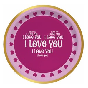 Assiette en papier coeur moderne pour la Saint-Valentin 350 GSM Foil 8PC (Design, Specs & Pack Qté personnalisable) - Product Image 1