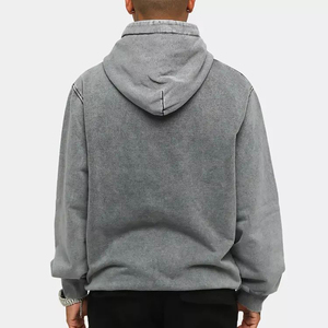 Sweat à capuche pour homme en coton 100% de qualité supérieure, lourd, délavé à l'acide, surdimensionné, écologique, séchage rapide, personnalisé pour l'hiver - Product Image 5