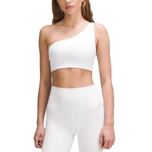 Sujetador deportivo corto de un hombro para mujer de alta calidad con diseño personalizado 2024, transpirable para Yoga estilo informal, correr, precio al por mayor - Product Image 1