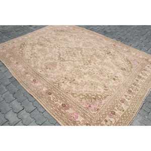 พรมวินเทจสไตล์ตุรกี ขนาด 6.6x9.3 ฟุต พรมขนสัตว์สีน้ำตาล - Product Image 3