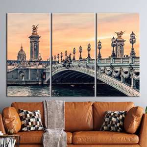 Impresión en lienzo elegante del puente Alexandre III al atardecer, obra de arte de paisaje de París, 3P: Gallery Wrapped - Product Image 1