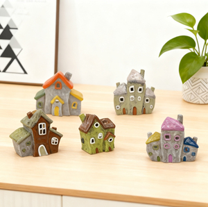 Wholesale Ceramic Village Colorful Handmade <strong>Cottage</strong> Houses Home <strong>Pottery</strong> Desktop Ornament - Product Image 1
