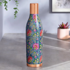 Haute vente 100% bouteille d'eau en cuivre pur bouteille d'eau imprimée nouvelle conception bouteille en métal avec couvercle emballage Premium pour les fêtes - Product Image 1