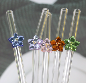Pajita de Vidrio de Borosilicato Transparente con Flores Coloridas y Sostenibles, 20 cm, Resistente al Calor, Regalo Ecológico, Recuerdo para Cafeterías, Comedores Universitarios - Product Image 4