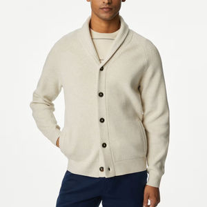 Cárdigan de Fitness de punto personalizado ODM de alta calidad, manga larga, cuello en V, decoración de botones, transpirable, 100% algodón, patrón de invierno - Product Image 1