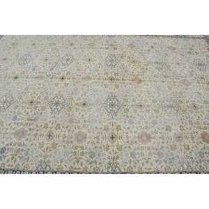 Alfombra Turca Vintage Extra Grande de 8.1x11.6 pies, Diseño de Patchwork Ecológico con Base de Látex, Azul Marrón Abstracto - Product Image 5