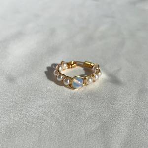 Gemstone Pearl <b>Ring</b> Braided Wire Wrapped Gold 925 Sterling Silver 14K Gold Plated Handmade <b>Crystal</b> Jewelry Gift For Her - Product Image 6