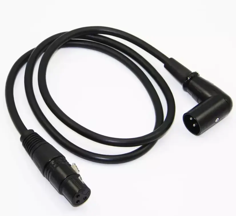 Günstiger Preis Rechter Winkel M/F XLR Buchse zu Stecker HIFI 3-poliger Stecker 90-Grad-Audiokabel für Lautsprecher mikrofon