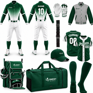 Uniforme de Béisbol SINEWY, Conjunto Completo Personalizado con Impresión por Transferencia de Calor, Jersey, Pantalones, Guantes, Gorra y Bolsa de Poliéster Transpirable, Azul Corto - Product Image 6