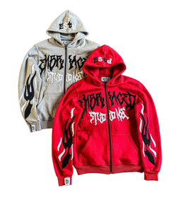 Sudadera CON CAPUCHA DE MODA personalizada para hombre, cremallera completa, bordado de chenilla con diseño lavado con ácido, hombro caído, temporada de otoño, abrigo con capucha - Product Image 4