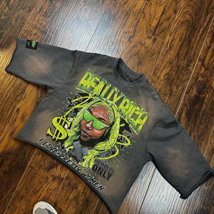 Camiseta de calle de manga corta informal de algodón 100% de marca de moda americana transfronteriza de alta calidad, 280g, tejido suelto lavado al agua - Product Image 5