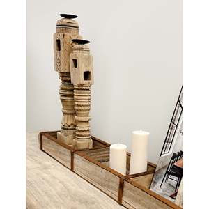 Stylish Vintage Indian Triple Brick Moulds <b>Wall</b> <b>Mounted</b> <b>Shelves</b> 85cm Long X 15cm Wide X 7cm High - Product Image 3