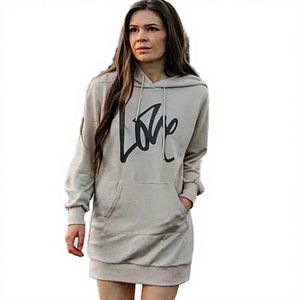 Sweat-shirts légers d'hiver en polyester pour femmes avec décoration de lettres sur le devant, logo personnalisé, tissu polaire et poches - Product Image 6