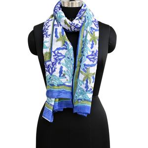 Sarongs traditionnels en coton pour femmes faits à la main Sanganeri bloc floral imprimé maillots de bain pour adultes paréos blancs en gros - Product Image 5