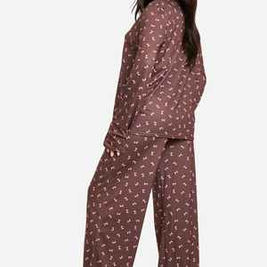 Ensemble de pyjama pour femme respirant quatre saisons, 95% polyester + 5% élasthanne, teinture unie, doux, durable, séchage rapide, anti-rétrécissement - Product Image 3