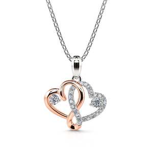 Collier Jeulia Infinity en argent sterling plaqué rhodium avec cœur entrelacé, diamant et zircon - Product Image 1