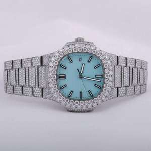 Iced Out <b>Watch</b> Hip Hop Style Customized Stainless Steel <b>White</b> Round Moissanite Diamond Crafted Luxury <b>Watch</b> <b>For</b> Men and <b>Women</b> - Product Image 1