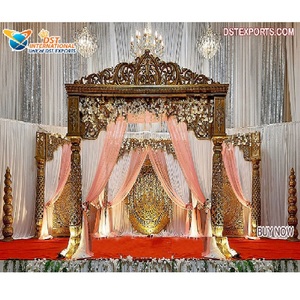 Precioso conjunto de Mandap de bollwood para boda, conjunto de mandril Maharani para boda india, excelente tema dorado para bodas reales - Product Image 1