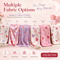 Op maat gemaakte Valentijnsdagpatronen, populaire geprinte stoffen, OEM ODM printfabrikant, rokken, shirts, huistextiel, kleine minimale bestelhoeveelheid