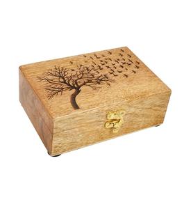 Urne antique en bois faite à la main Arbre de vie Gravure Boîte à bijoux sculptée à la main pour femmes-Bijoux pour hommes | Accents de décoration intérieure - Product Image 4