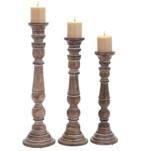 Material de madera pura, decoración del hogar de alta calidad, juego de mesa de 3, portavelas antiguo rústico, decoración de boda - Product Image 5