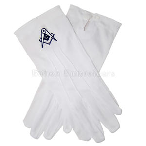 GANTS MASONIQUES REGALIA COTON BLANC SHRINE BRODERIE LOGO - Product Image 6
