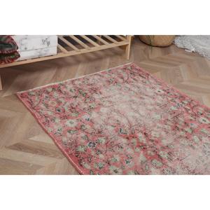 3.2x5 ft Turkish Rug, <b>Red</b> Abstract Vintage <b>Wool</b> Rug - Product Image 4