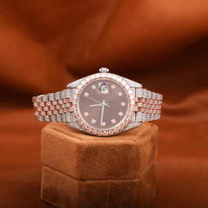 Two Tone Rose Gold Moissanite <b>Watch</b> Men Automatic Mechanical VVS Lab Diamond Steel Hip Hop Jewelry Wholesale Custom Logo - Product Image 5