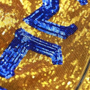 Chaqueta Impermeable de Punto con Lentejuelas Sigma Gamma Rho SGRho, Letras Griegas Bordadas en Dorado y Azul, Insignia de Hermandad, Chaqueta Bomber, Vida Griega - Product Image 6