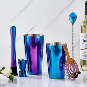 Hermoso Kit de Bartender Blueish Colorido Jigger de barra de cóctel de acero inoxidable para licor de medida - Product Image 4