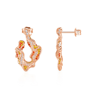 ต่างหูทรงหยดน้ำแบบไม่สมมาตรสีโรสโกลด์ Jeulia X Leyla Sunset Desert ทำจากเงินสเตอร์ลิง - Product Image 5