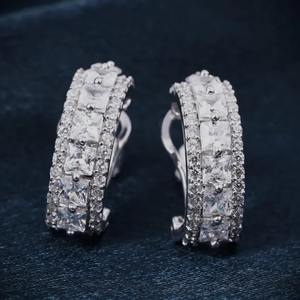 Boucles d'oreilles en argent sterling 925 avec diamant moissanite taille princesse, boucles d'oreilles fantaisie, cadeau pour elle - Product Image 5