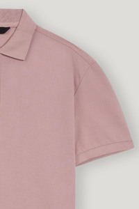 Men's Pink Short Sleeve <b>Polo</b> <b>Shirt</b> Regular Fit Cotton Pique Solid Color Casual Button Closure Knitted Fabric - Product Image 4