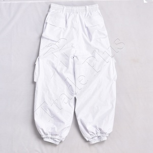 Pantalon de ski baggy blanc léger pantalon de neige grande taille imperméable 100% polyester avec taille réglable et poches zippées - Product Image 2