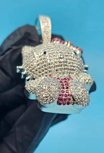 จี้เพชรโมอิสซาไนต์ VVS สุดฮิต สไตล์ฮิปฮอป ลายเฮลโลคิตตี้ ประดับเพชรเต็มวง ดีไซน์ฮิปฮอปสำหรับผู้หญิง ราคาประหยัด - Product Image 3