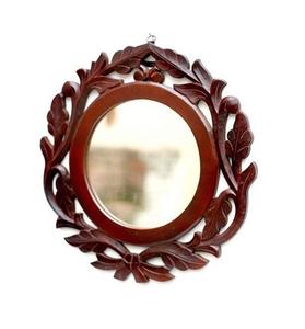 Hand-Polished <b>Vintage</b> Round Wooden Wall <b>Mirror</b> Fancy Design Home Decorative Manufacturer and Exporter - Product Image 1