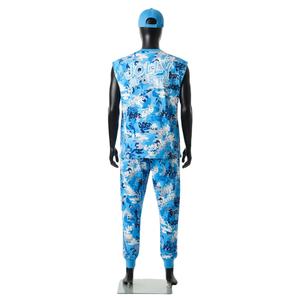 Conjunto de camiseta sin mangas y pantalones deportivos para hombre, tela de jersey de poliéster de alta calidad, color azul, logotipo personalizado, camiseta sin mangas y pantalones para hombre - Product Image 2