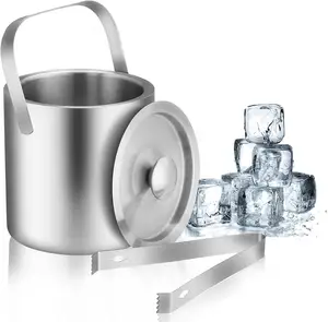 Cubo de hielo para vino, cubo de hielo para cerveza, cubos, refrigeradores y soportes de acero inoxidable, accesorios para Bar, hielo con pinzas para todos los días