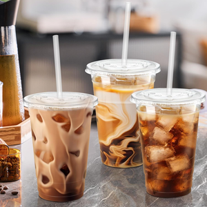 12oz PET/PLA Disposable <b>Cups</b> <b>Lids</b> <b>Straws</b> Leak Proof BPA Free Durable Eco-Friendly for Parties Events Cold Beverages Coffee <b>Cups</b> - Product Image 1