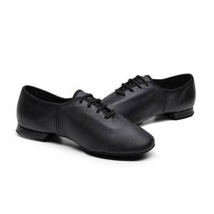 Chaussures de claquettes personnalisables noires en cuir véritable à semelle fendue Oxford avec aluminium pour hommes et femmes - Product Image 2