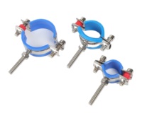 Support de tuyau réglable en acier inoxydable avec coussinet en caoutchouc et base, pince murale flexible pour tuyau en acier inoxydable SS304 SS316L