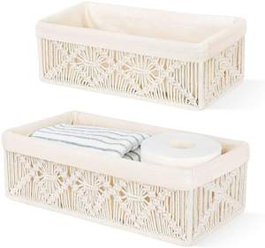 Paniers de rangement en macramé faits à la main en coton naturel, parfaits pour l'organisation élégante de la maison et les solutions de rangement décoratives - Product Image 4