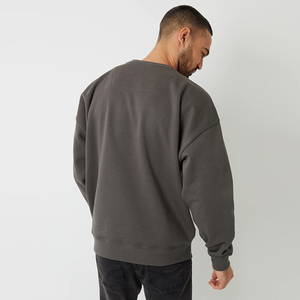 เสื้อสเวตเตอร์คอกลมผ้าฟลีซสำหรับผู้ชายเสื้อสเวตเตอร์คอกลมผ้าคอตตอนสีเทาแบบปรับขนาดได้สำหรับผู้ชายและ100% - Product Image 2