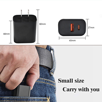 Adaptor Charger perjalanan, USB-A tipe-c Premium US Plug 20W PD3.0 QC3.0, pengisian cepat, adaptor Charger perjalanan untuk iPhone untuk ponsel & Earphone Samsung