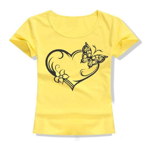 Color amarillo 100% algodón diseño personalizado algodón transpirable impreso logotipo personalizado diseño de impresión de talla grande camiseta de mujer - Product Image 1