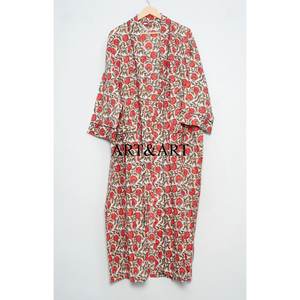 Albornoz Maxi de Algodón Europeo para Mujer, Kimono Casual con Estampado Floral, Cardigan de Lujo Boho para Otoño y Verano, Ropa de Dormir - Product Image 1